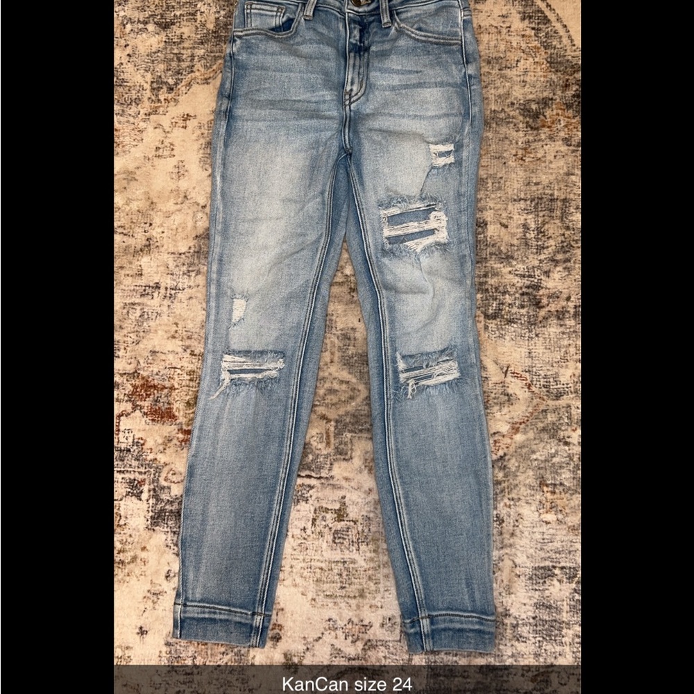 KanCan Women's Blue Distressed Jeans